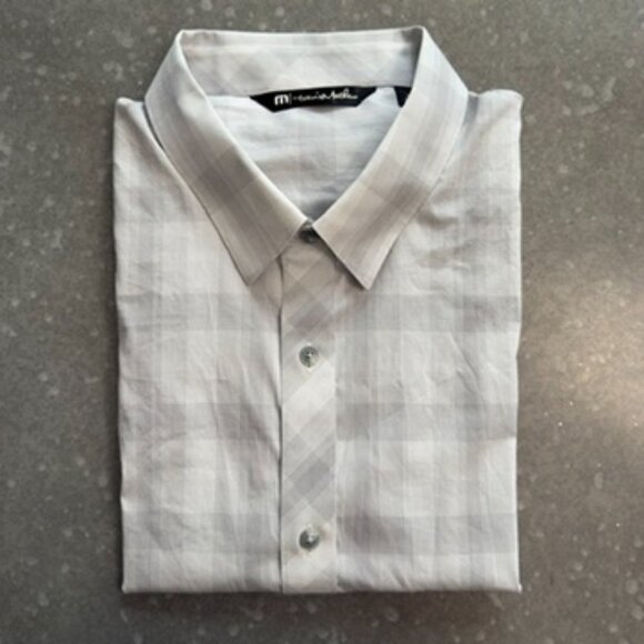 Travis Mathew Light Gray Plaid Short Sleeve Button-Up Shirt - Size XL - Picture 2 of 12